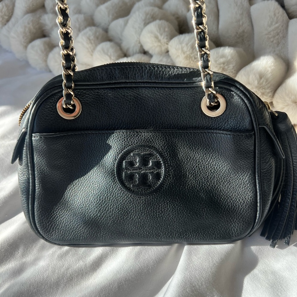 Tory Burch Black Crossbody Bag with Gold Chain